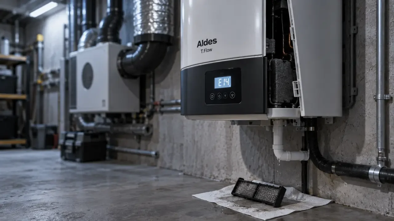 Problème de chauffe-eau thermodynamique Aldes : filtre mouillé, glouglous et codes E14 ou E16