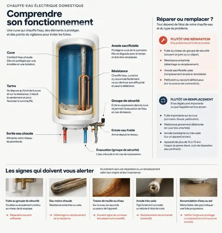 Schéma pour comprendre si mon cumulus a 12 ans et s’il faut attendre la panne pour le remplacer