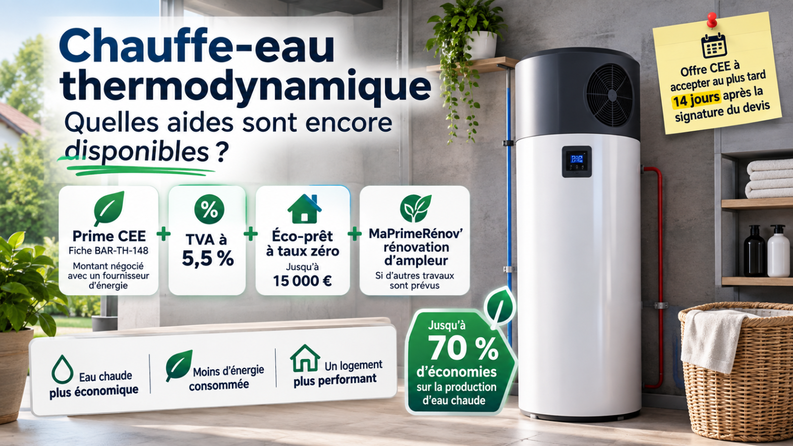 La prime CEE, ça donne combien pour un chauffe-eau thermodynamique ?