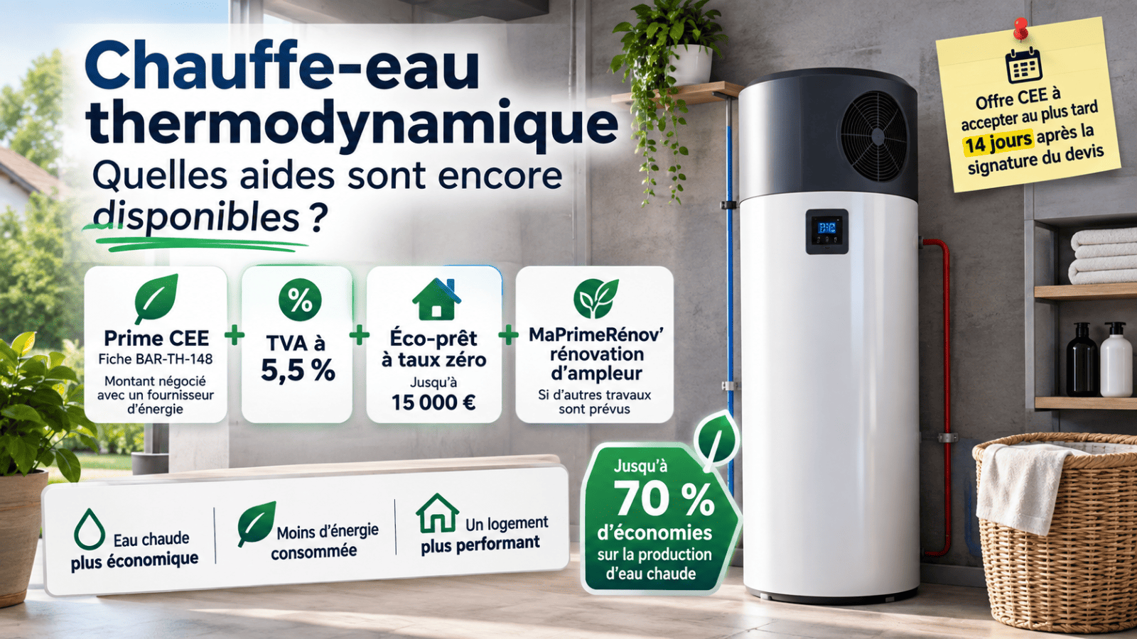 La prime CEE, ça donne combien pour un chauffe-eau thermodynamique ?